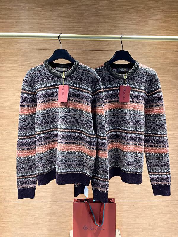 Striped Round Neck Cashmere Sweater