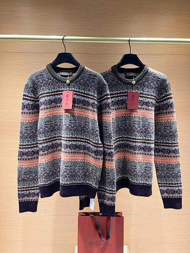 Striped Round Neck Cashmere Sweater