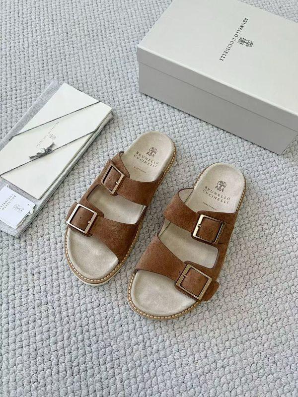 Suede Slides With Buckles
