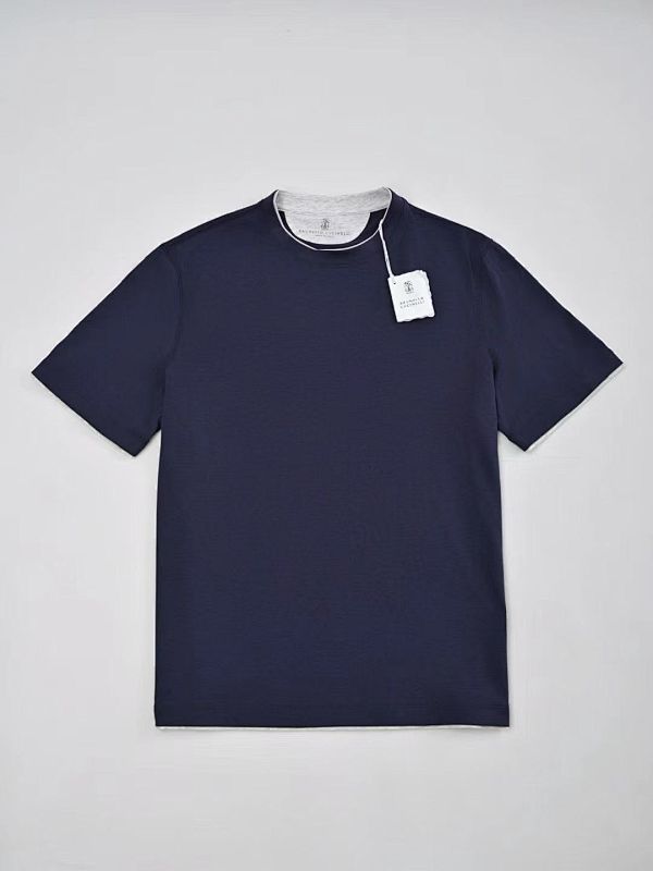 Cotton Jersey Crew Neck T-shirt With Faux-layering