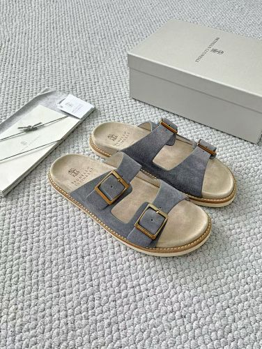 Suede Slides With Buckles