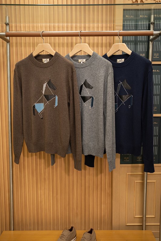 Cashmere Cheval Tangram Crewneck Sweater