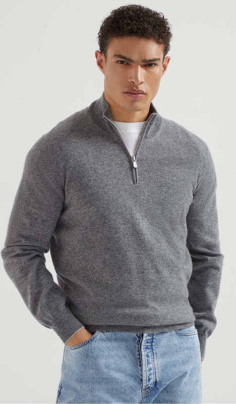 Cashmere Sweater With Half Zip