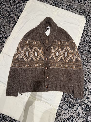 Fair Isle Alpaca-blend Cardigan In Warm Grey