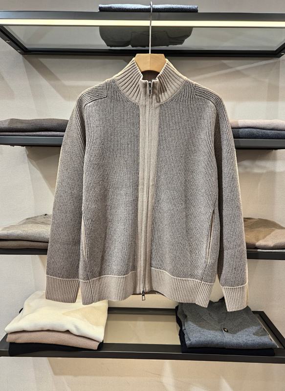 Z+2024Ss Zipper Cardigan Sweater A Timeless Classic Featuring Color-blocked Blend Construc