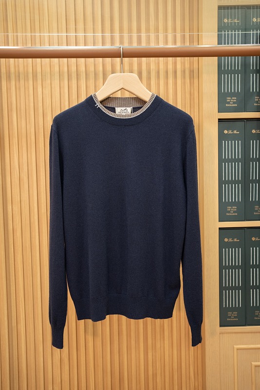 Cashmere Crewneck Motif Blue