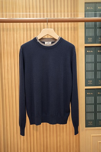 Cashmere Crewneck Motif Blue