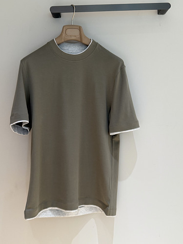 BC Faux Layering Cotton T-Shirt Khaki
