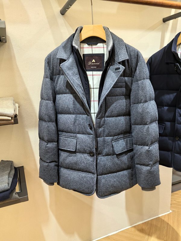 LP King's Gift Casual Down Jacket Made Of Knitted Stretch Wool And Cashmere Blend Fabric F