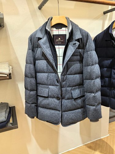 LP King's Gift Casual Down Jacket Made Of Knitted Stretch Wool And Cashmere Blend Fabric F