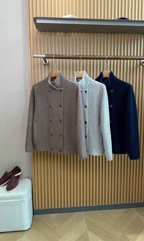 BC Double Row Standing Collar Motorcycle Knitted Jacket