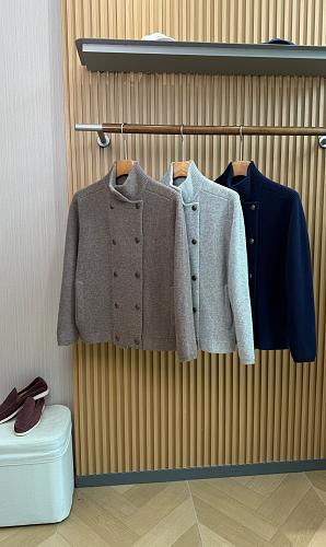 BC Double Row Standing Collar Motorcycle Knitted Jacket