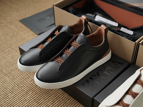 TS Black Deerskin Triple Stitch Sneakers