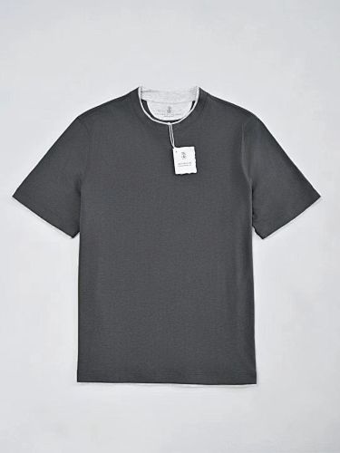 Cotton Jersey Crew Neck T-shirt With Faux-layering