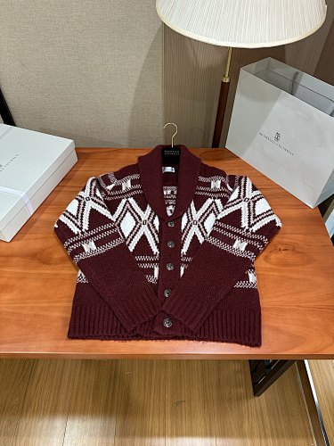 Geometric Jacquard Cardigan In Alpaca