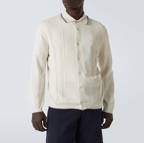 Geometric Jacquard Shirt In Cotton Knit