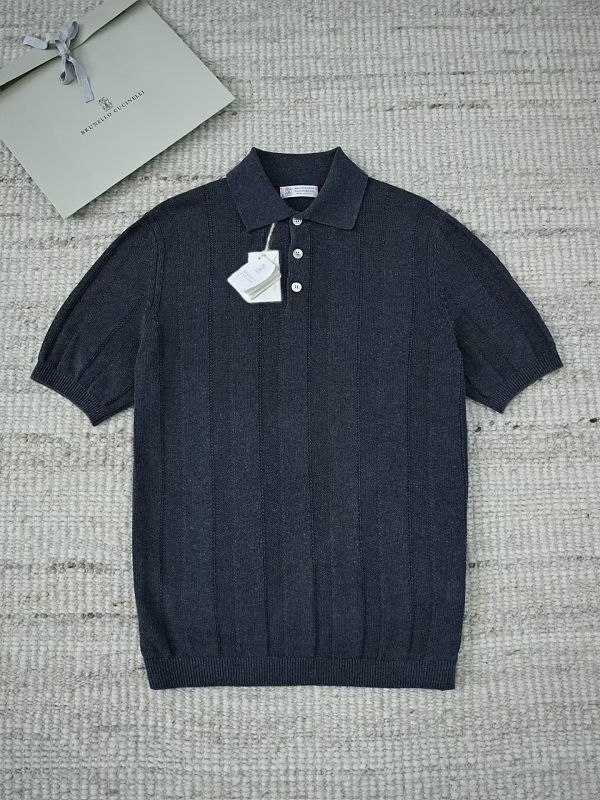 Ribbed Knit Polo Shirt