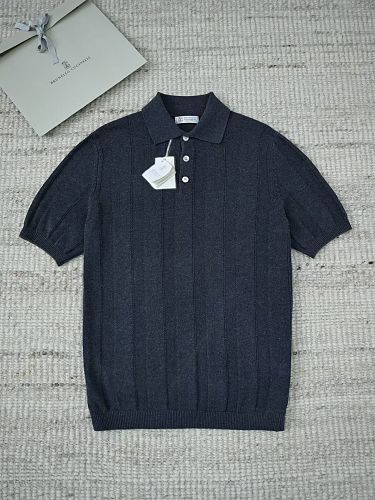 Ribbed Knit Polo Shirt
