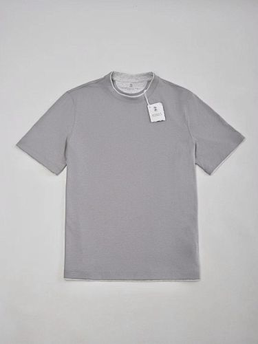 Cotton Jersey Crew Neck T-shirt With Faux-layering