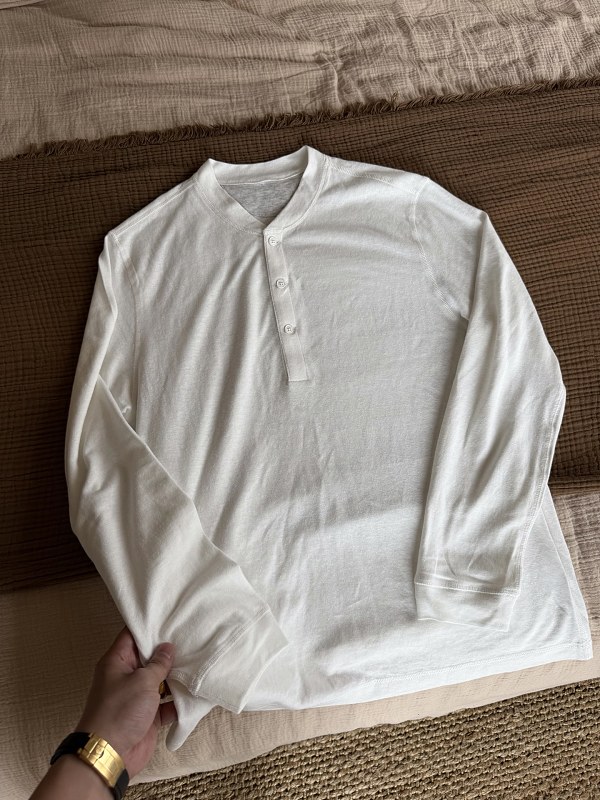 Henry Collar Cotton Linen Long Sleeved Shirt