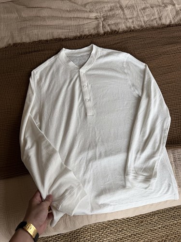 Henry Collar Cotton Linen Long Sleeved Shirt