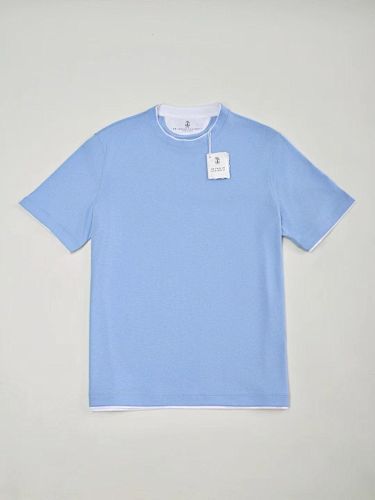 Cotton Jersey Crew Neck T-shirt With Faux-layering