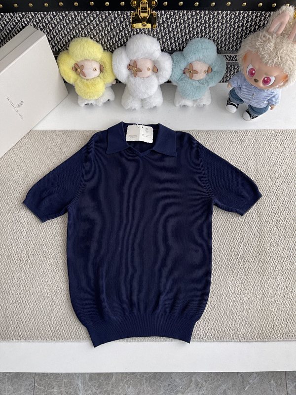 Ribbed-knit Cotton Polo Sweater