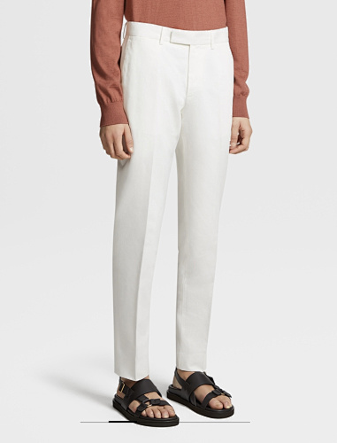 White Summer Chino Cotton And Linen Pants