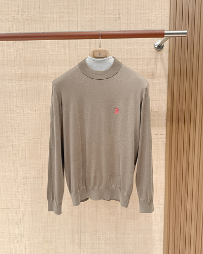 Embroidered Plain Long Sleeved Knitted Sweater