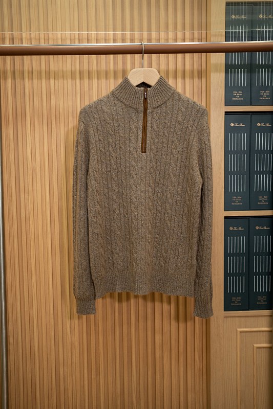Cable-knit Baby Cashmere Half-zip Sweater