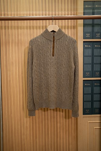 Cable-knit Baby Cashmere Half-zip Sweater