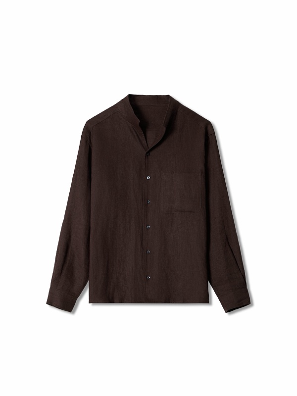 Linen Stand Collar Shirt