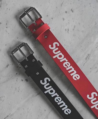 SU Belt Red Black Real Cow Leater