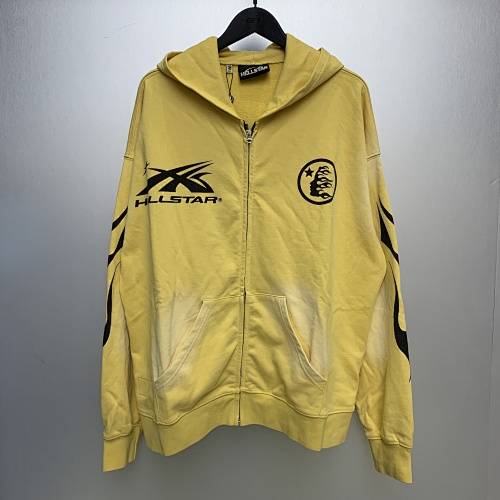 H806 115 Hellstar Sports Zip Up Hooded Sweatshirt Yellow
