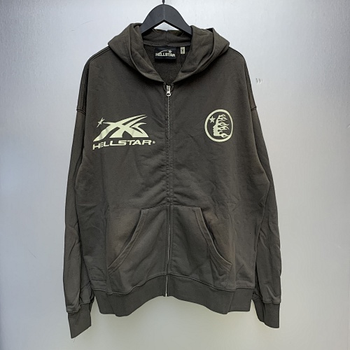 H809 115 Hellstar Sports Zip Up Hooded Sweatshirt Grey