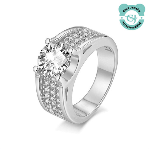 3 Carat Moissanite Ring High-end Design Jewelry Full Inlaid Ring