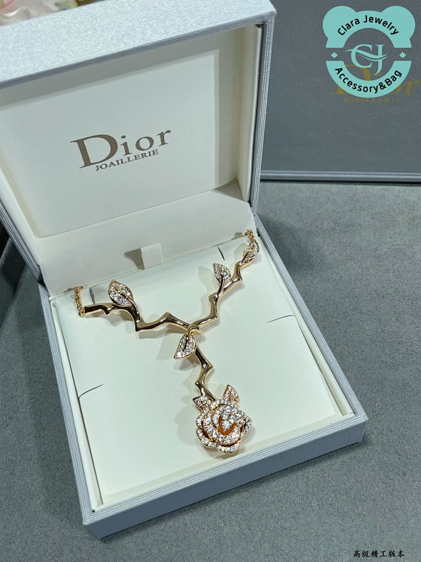 V Gold Plated Dior Rose Necklace
