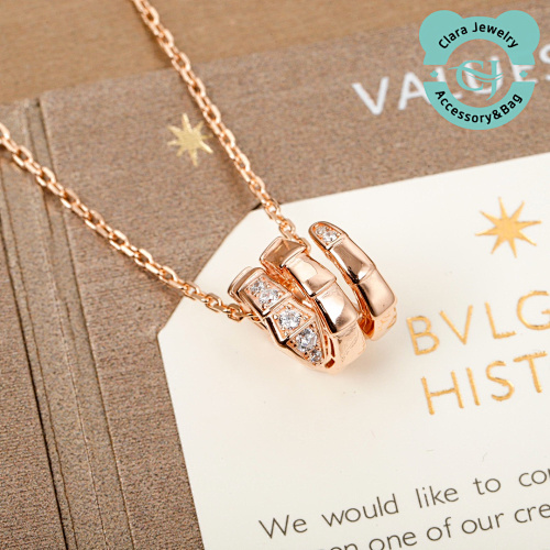 Double Hoop Diamond Snake Necklace