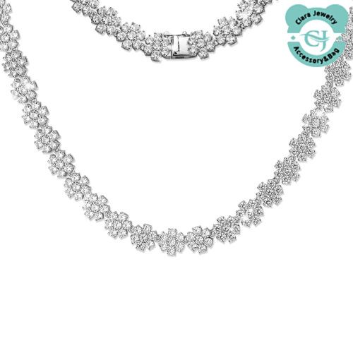 Silver Inlaid Moissanite Sunflower Necklace For Women