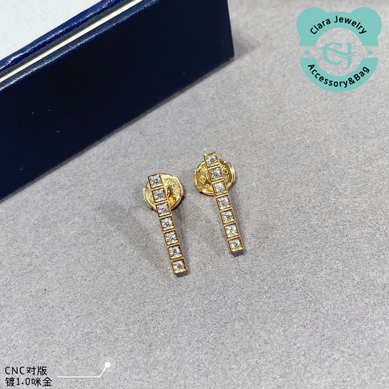 Chord Long Diamond Stud Earrings