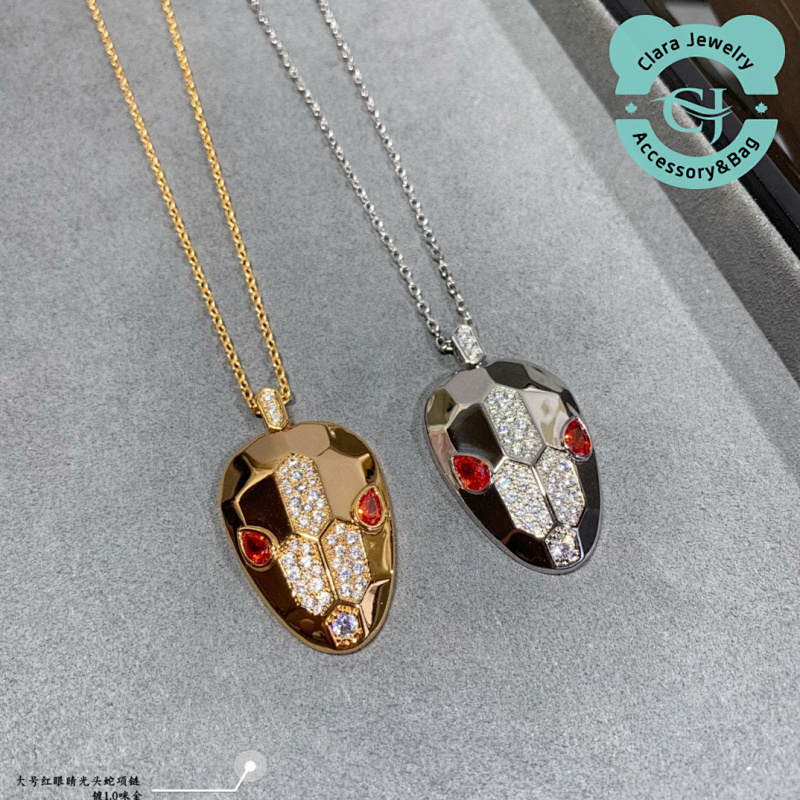 Bulgari Bu&lga7i Large Red Eyed Bald Snake Necklace