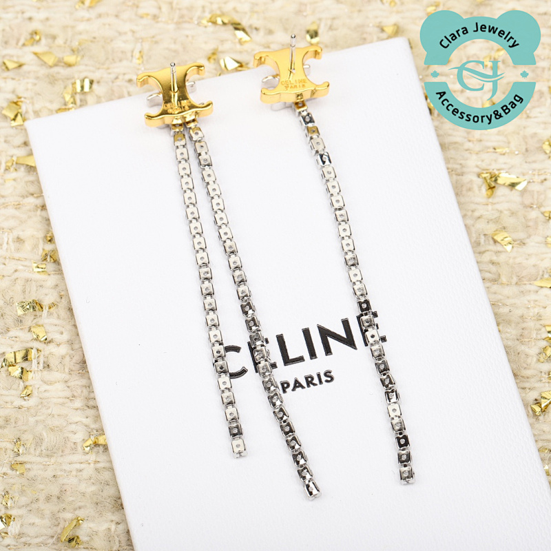 C Full Diamond Gold And Silver Arc De Triomphe Earrings