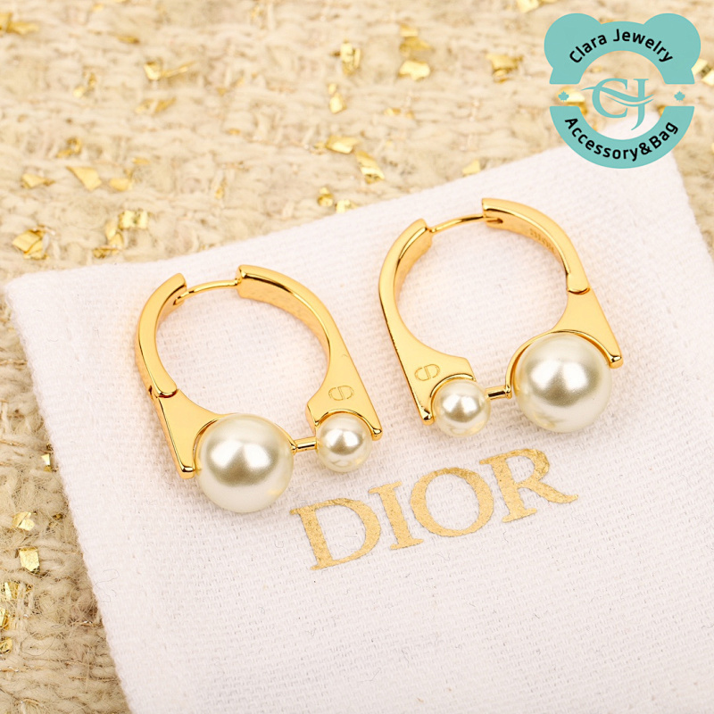Dior Large And Small Pearl Earrings