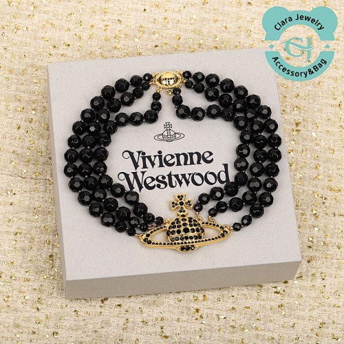 Three-Layer Black Bead Saturn Choker
