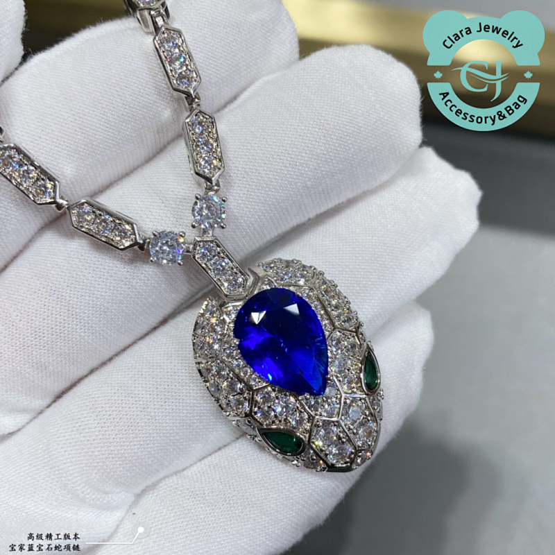 Bulgari Bv&lg7ri Premium Sapphire Snake Necklace Made Of Matt Gold
