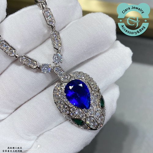 Bulgari Bv&lg7ri Premium Sapphire Snake Necklace Made Of Matt Gold