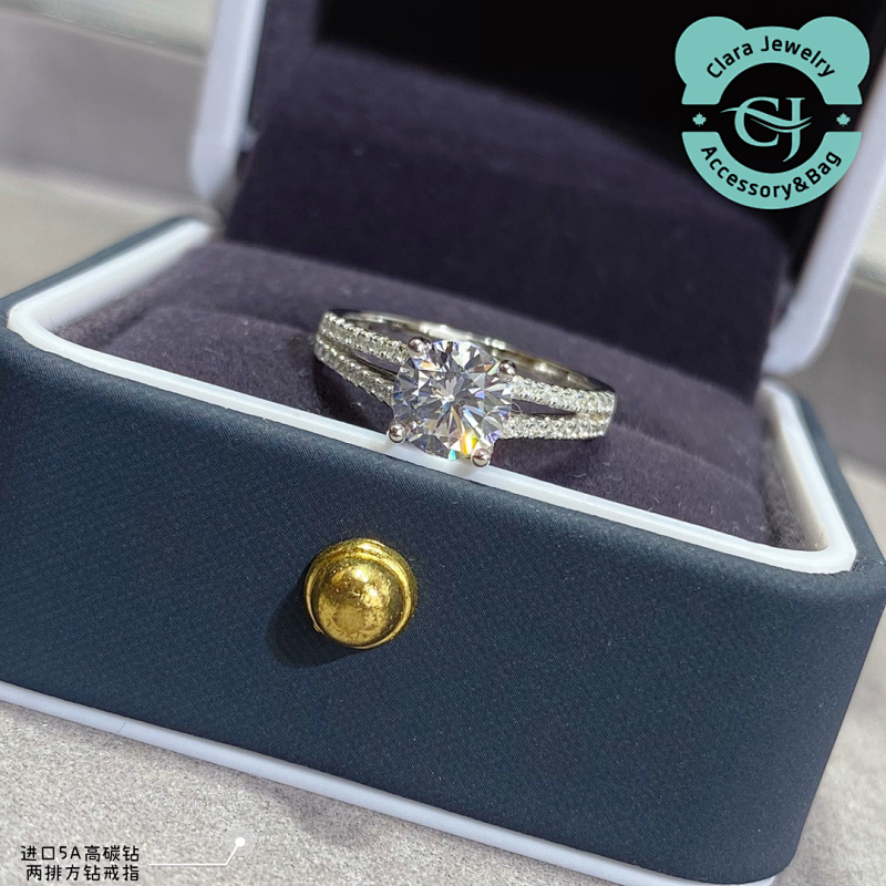 9 2 5 Two Rows Of Square Diamond Ring Imported High Carbon Diamonds