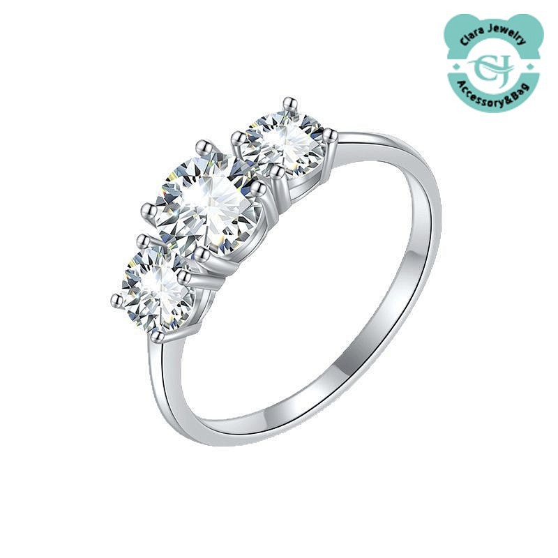Triple Diamond 1.6 Carat Moissanite Ring