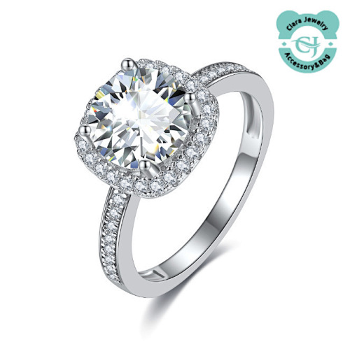 S925 Sterling Silver Square Moissanite Ring 1ct