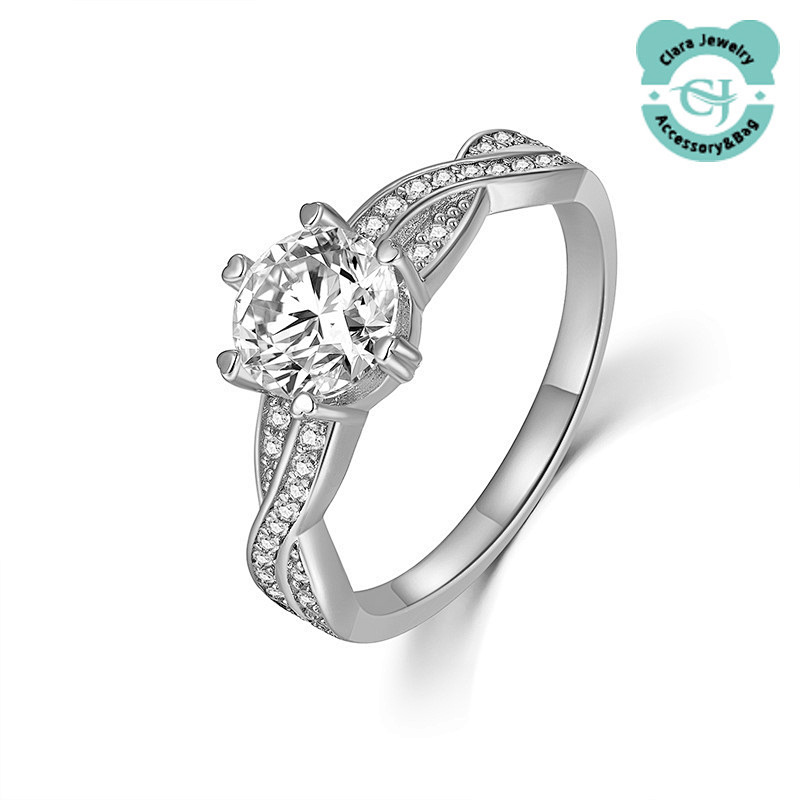 Full Diamond High-end Engagement Ring For Women With 1 Carat Moissanite